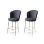 Hanah Home Juego de 2 Taburetes de Bar Fora, Antracita y Cromo, Asiento 70 cm, Patas Metal, Ideal Cocina u Hogar